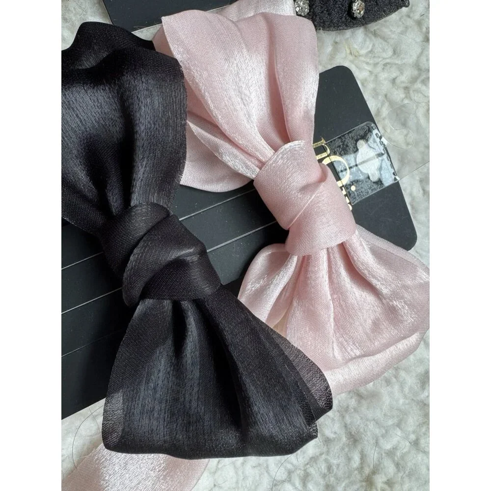 NORDSTROM NOIR 3 PC Hair Accessories Bundle Lot Bows Barrettes Pink Black NEW